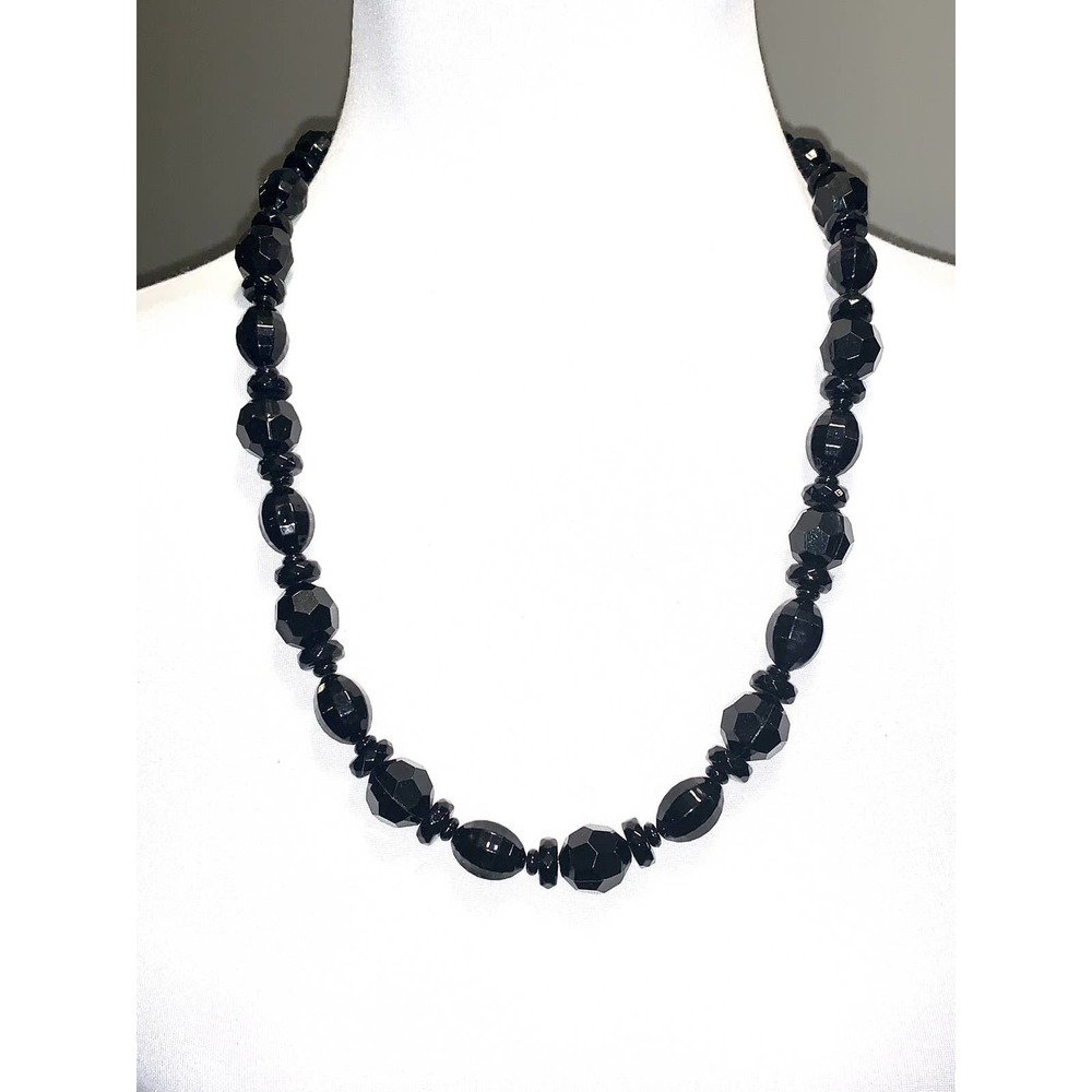Ali Kahn Black Beaded Statement Necklace EUC